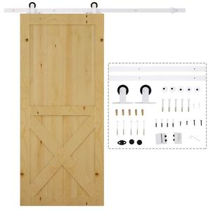 HOMCOM Kit de Feronerie de 6' Rustic pentru Interior pentru Montaj Usa Glisanta de Hambar, Alb | Aosom Romania imagine