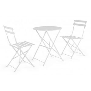 Set mobilier de gradina 3 piese, Bistro Wissant, Bizzotto, otel, finisaj mat, alb imagine