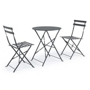 Set mobilier de gradina 3 piese, Bistro Wissant, Bizzotto, otel, finisaj mat, gri carbune imagine