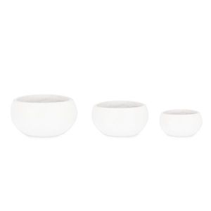 Set ghivece pentru exterior 3 piese Hoian, Bizzotto, Ø55 x 25 cm, fibra de ciment si argila, alb imagine