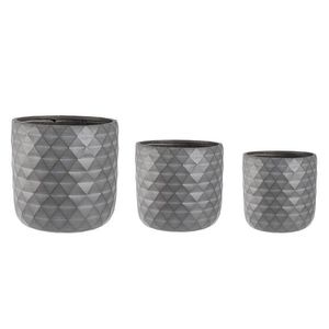 Set ghivece pentru exterior 3 piese Pyramid, Bizzotto, Ø44 x 44 cm, fibra de sticla, gri antracit imagine