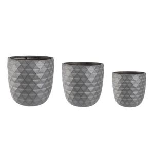 Set ghivece pentru exterior 3 piese Pyramid, Bizzotto, 44 x 44 x 43 cm, fibra de sticla, gri antracit imagine