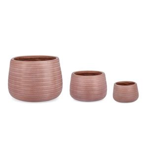 Set ghivece pentru exterior 3 piese Tressage, Bizzotto, Ø50 x 36 cm, fibra de sticla si argila, teracota imagine