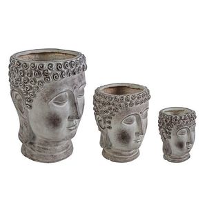 Set 3 ghivece pentru exterior Buddha, Bizzotto, 36 x 36.5 x 49.5 cm, fibra de lut imagine