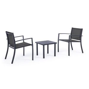 Set mobilier pentru gradina/terasa 3 piese Auri, Bizzotto, otel/textilena 2x1, gri carbune imagine