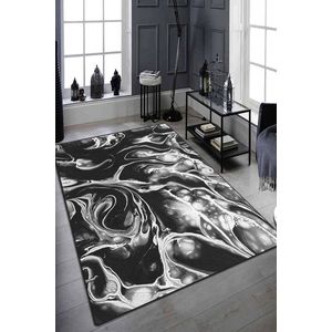 Covor, Mystery Djt , 80x140 cm, 50% catifea/50% poliester, Alb/Negru imagine