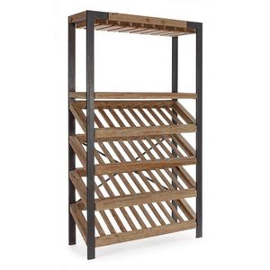 Raft organizator pentru sticle Kantin, Bizzotto, 114 x 38 x 199 cm, otel/lemn de brad imagine