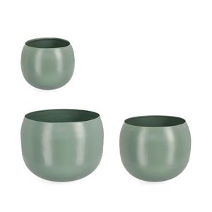 Set 3 ghivece pentru exterior Keyra, Bizzotto, Ø36x28 cm, otel, verde sage imagine