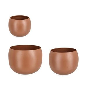 Set 3 ghivece pentru exterior Keyra, Bizzotto, Ø36x28 cm, otel, maro imagine