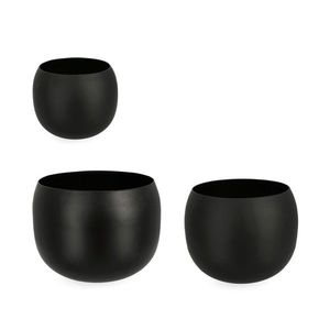 Set 3 ghivece pentru exterior Keyra, Bizzotto, Ø36x28 cm, otel, negru imagine