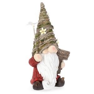 Decoratiune luminoasa de gradina cu incarcare solara LED Hansel Gnome, Bizzotto, 29.5x19.5x54 cm, magneziu, multicolor imagine