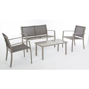 Set mobilier pentru gradina / terasa 4 piese Peder, Bizzotto, otel / textilena, grej imagine