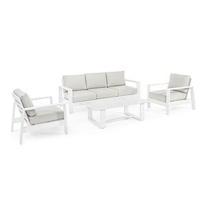 Set mobilier pentru gradina/terasa 4 piese Baltic, Bizzotto, aluminiu/tesatura ofelin, alb imagine