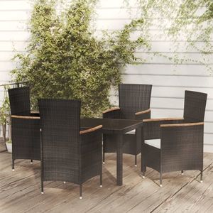 vidaXL Set mobilier de exterior cu perne, 5 piese, negru, poliratan imagine