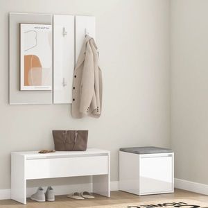 vidaXL Set de mobilier pentru hol, alb extralucios, lemn prelucrat imagine