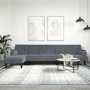 vidaXL Canapea extensibilă în formă de L gri 260x140x70 cm catifea imagine