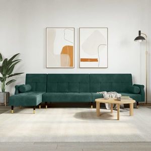 vidaXL Canapea extensibilă în formă de L verde 271x140x70 cm catifea imagine