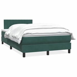 vidaXL Pat box spring cu saltea, verde închis, 120x210 cm, catifea imagine