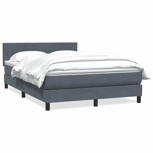 vidaXL Pat box spring cu saltea, gri închis, 160x210 cm, catifea imagine