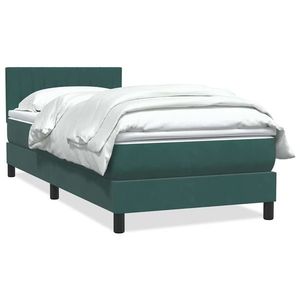 vidaXL Pat box spring cu saltea, verde închis, 90x220 cm, catifea imagine