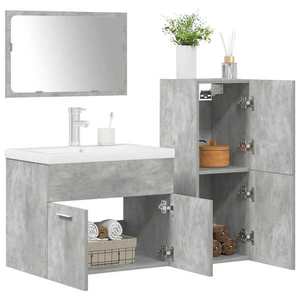 vidaXL Set mobilier baie, 4 piese, gri beton imagine