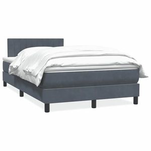 vidaXL Pat box spring cu saltea, gri închis, 120x210 cm, catifea imagine