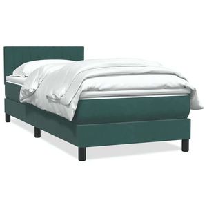 vidaXL Pat box spring cu saltea, verde închis, 80x210 cm, catifea imagine