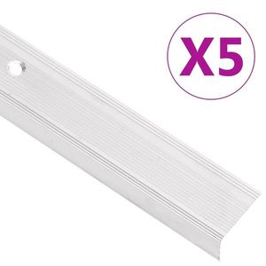 vidaXL Profile trepte în formă de L, 5 buc, argintiu, 134 cm, aluminiu imagine