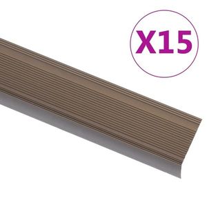 vidaXL Profile trepte în formă de L, 15 buc., maro, 134 cm, aluminiu imagine