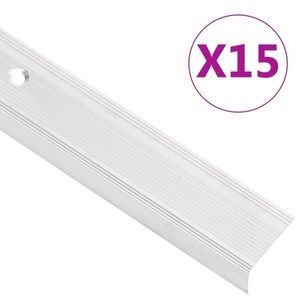 vidaXL Profile trepte în formă de L 15 buc, argintiu, 134 cm, aluminiu imagine