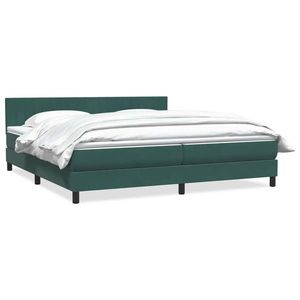 vidaXL Pat box spring cu saltea, verde închis, 180x210 cm, catifea imagine