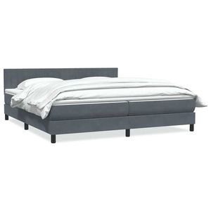 vidaXL Pat box spring cu saltea, gri închis, 180x210 cm, catifea imagine