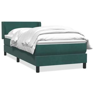 vidaXL Pat box spring cu saltea, verde închis, 90x220 cm, catifea imagine