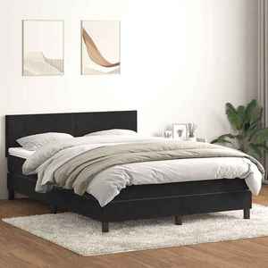 vidaXL Pat box spring cu saltea, negru, 160x210 cm, catifea imagine