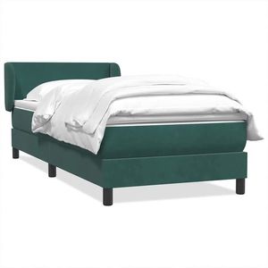 vidaXL Pat box spring cu saltea, verde închis, 80x220 cm, catifea imagine