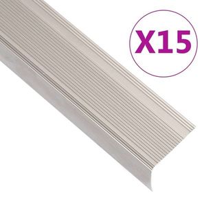 vidaXL Profile trepte în formă de L, 15 buc. șampanie 134 cm aluminiu imagine