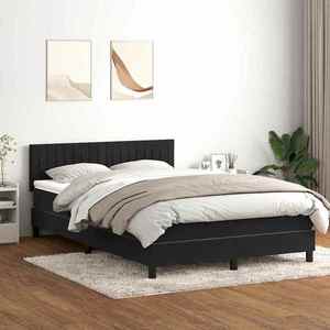 vidaXL Pat box spring cu saltea, negru, 160x210 cm, catifea imagine