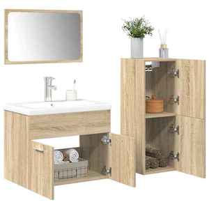 vidaXL Set mobilier de baie, 4 piese, stejar sonoma, lemn prelucrat imagine