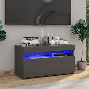 vidaXL Comodă TV cu lumini LED, gri extralucios, 75x35x40 cm imagine