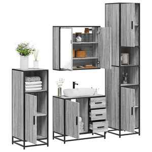 vidaXL Set de mobilier de baie 4 piese Lemn stratificat gri Sonoma imagine