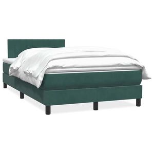 vidaXL Pat box spring cu saltea, verde închis, 120x220 cm, catifea imagine