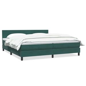 vidaXL Pat box spring cu saltea, verde închis, 200x210 cm, catifea imagine