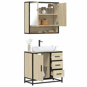 vidaXL Set mobilier de baie, 2 piese, stejar sonoma, lemn prelucrat imagine