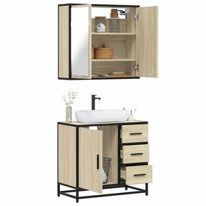 vidaXL Set mobilier de baie, 2 piese, stejar sonoma, lemn prelucrat imagine