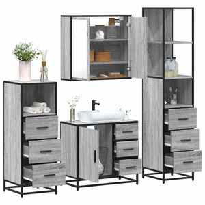 vidaXL Set de mobilier de baie 4 piese Lemn stratificat gri Sonoma imagine