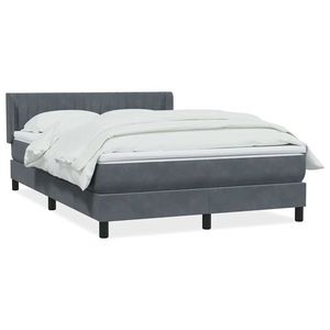 vidaXL Pat box spring cu saltea, gri închis, 140x220 cm, catifea imagine