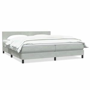 vidaXL Pat box spring cu saltea, gri deschis, 200x210 cm, catifea imagine