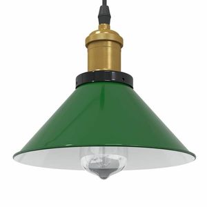 vidaXL Lampă suspendată reglabilă pe înălțime E27 verde lucios metal imagine