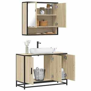 vidaXL Set mobilier de baie, 2 piese, stejar sonoma, lemn prelucrat imagine