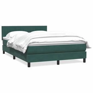 vidaXL Pat box spring cu saltea, verde închis, 160x220 cm, catifea imagine